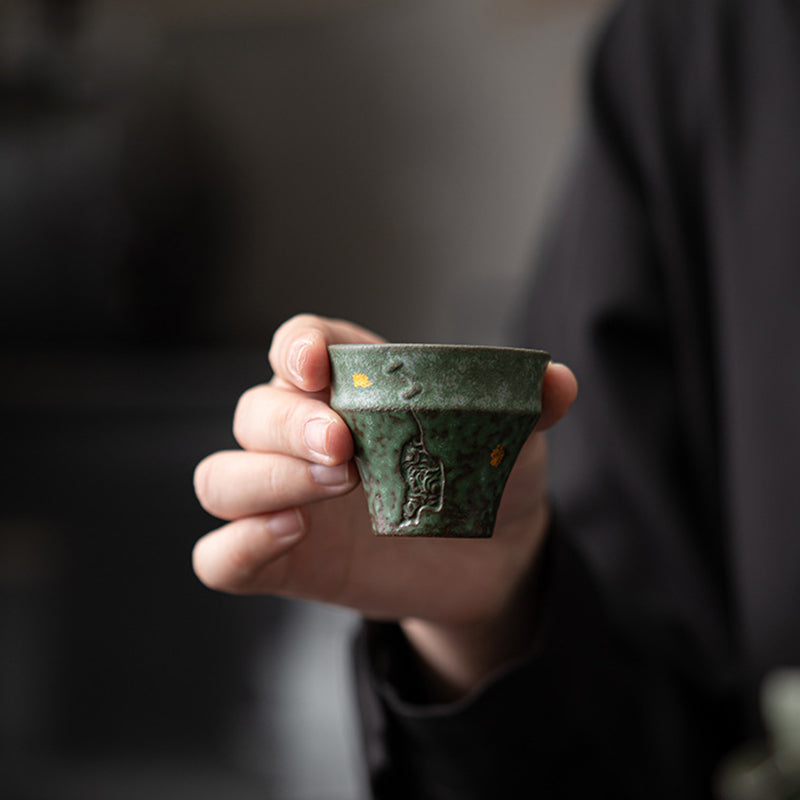 Buddha Stones Small Vintage Style Ceramic Teacup Kung Fu Tea Cup 50ml Cup BS 2