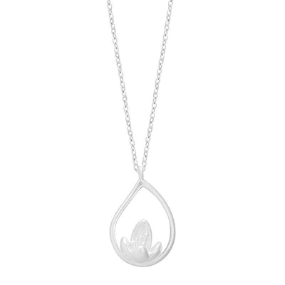 Buddha Stones 925 Sterling Silver Lotus Flower Floral Enlightenment Necklace Pendant Necklaces & Pendants BS 7