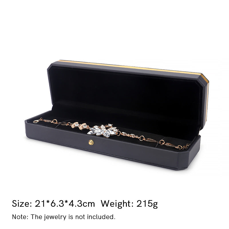 Buddha Stones Jewelry Storage Box PU Leather Gift Box - Black - Chain Box (21*6.3*4.3cm) - image 17