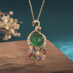 Buddha Stones Cyan Jade Success Necklace Chain Pendant Necklaces & Pendants BS Cyan Jade
