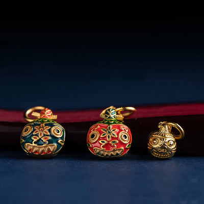 Buddha Stones Gold Swallowing Beast Family Luck Car Key Chain Phone Hanging Decoration Hanging Decoration BS 20