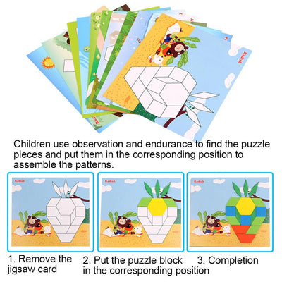 Fidtoy Blocs de construction en bois 250 pièces de puzzle créatif Tangram pour les enfants de 2 à 6 ans