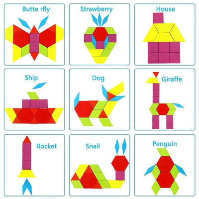 Fidtoy Blocs de construction en bois 250 pièces de puzzle créatif Tangram pour les enfants de 2 à 6 ans