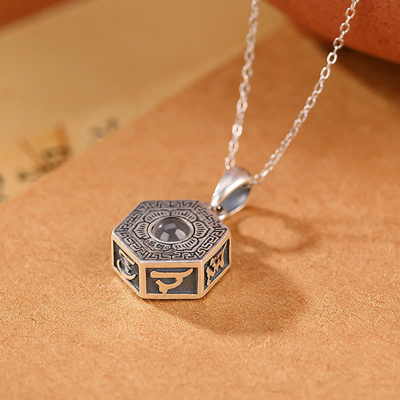 Buddha Stones 990 Sterling Silver Tibetan Om Mani Padme Hum Lotus Love Projection Necklace Pendant Necklaces & Pendants BS 3