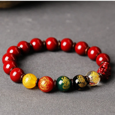 Buddha Stones God Of Wealth Cinnabar PiXiu Blessing Bracelet Bracelet BS 1