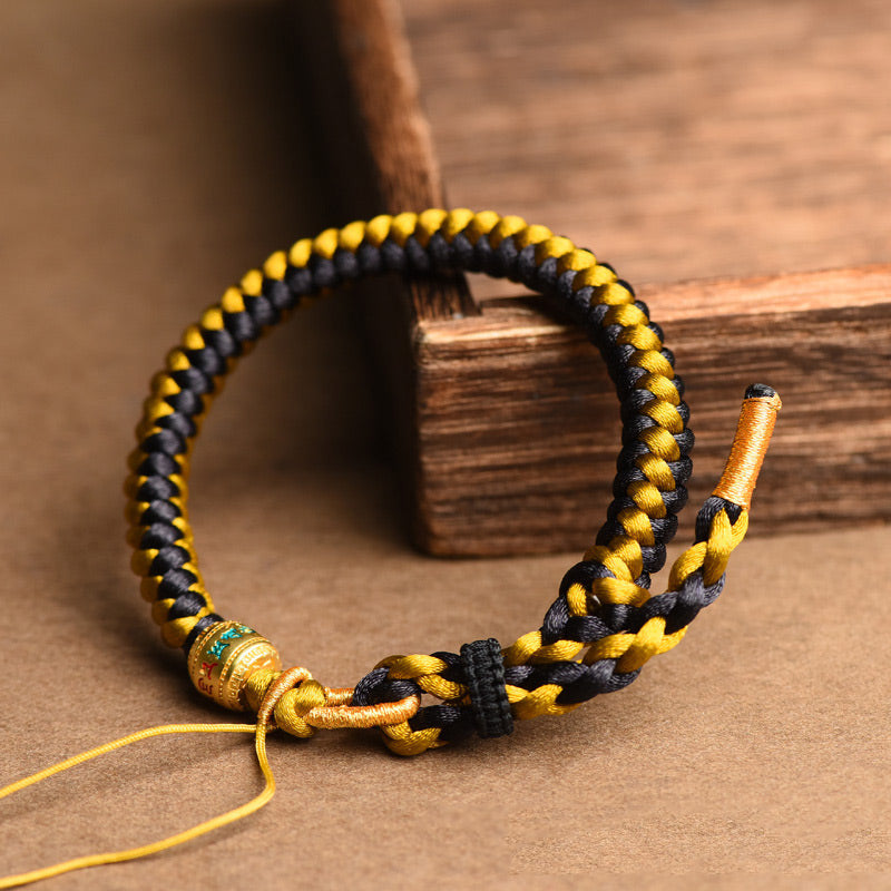 Buddha Stones Handmade Tibetan Black Gold Dragon Scale Rope Om Mani Padme Hum Purity Bracelet Bracelet BS 2