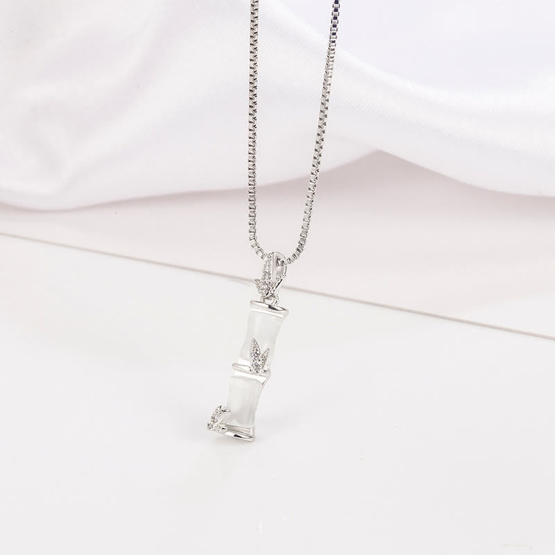 Buddha Stones Chalcedony Bamboo Pattern Harmony Necklace Pendant Necklaces & Pendants BS 11