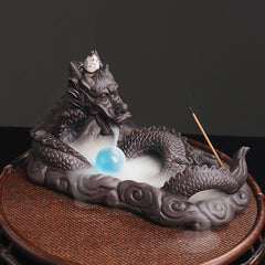 Buddha Stones Dragon Playing Ball Flower Protection Incense Burner Decoration Incense Burner BS Dragon&Ball