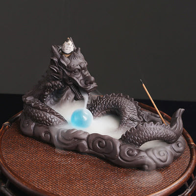 Buddha Stones Dragon Playing Ball Flower Protection Incense Burner Decoration Incense Burner BS Dragon&Ball