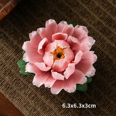 Buddha Stones Tibetan Lotus Blessing Ceramic Stick Incense Burner Decoration Incense Burner BS Pink
