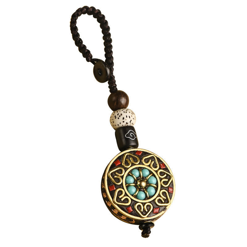 Buddha Stones Tibetan Om Mani Padme Hum Bodhi Seed Peace Key Chain Key Chain BS 15