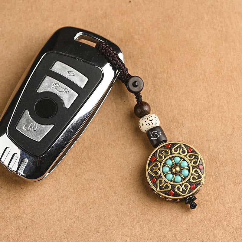 Buddha Stones Tibetan Om Mani Padme Hum Bodhi Seed Peace Key Chain Key Chain BS 12