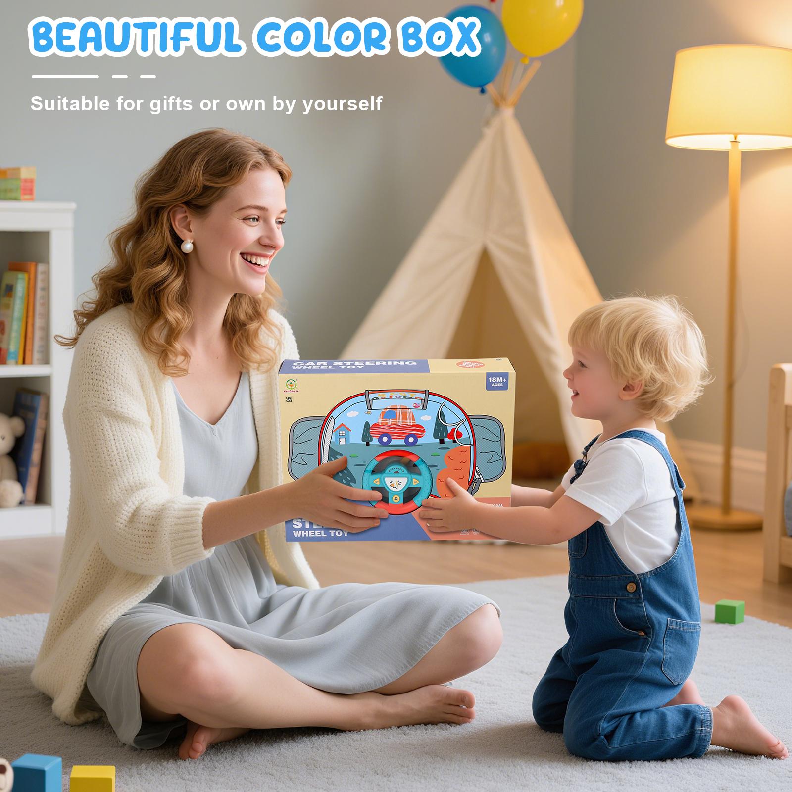 Volante de juguete para niños con luces y música, juego interactivo de simulación de conducción para niños pequeños, entretenimiento de viaje con bocina y cambio de marchas, divertido regalo para niños y niñas.