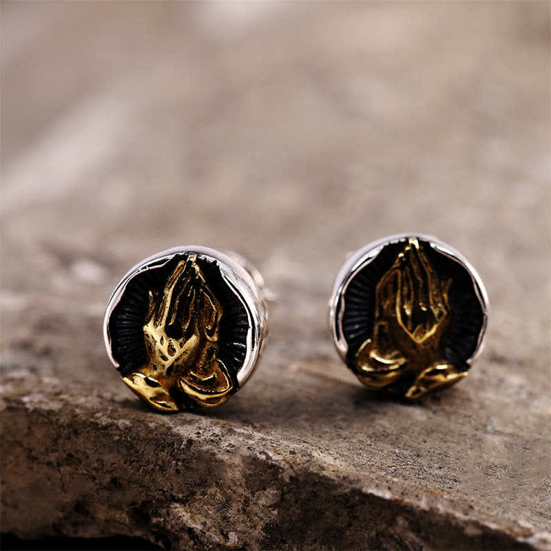 Buddha Stones 925 Sterling Silver Namaste Equality Stud Earrings Earrings BS 7