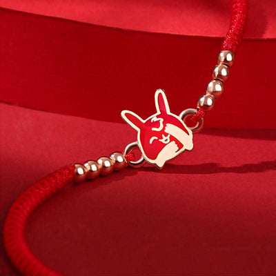 Buddha Stones 925 Sterling Silver Chinese Zodiac Luck Faith Discolor Red String Bracelet Bracelet BS 10