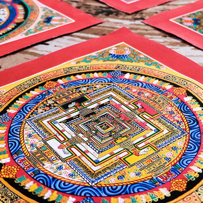 Buddha Stones Tibetan Handmade Thangka Mandala Painting Blind Box Random Color Pattern Tibetan Thangka BS 8