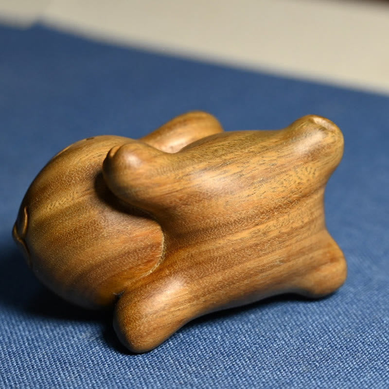 Buddha Stones Green Sandalwood Small Mini Cute Rabbit Bunny Peace Decorations Decorations BS 8