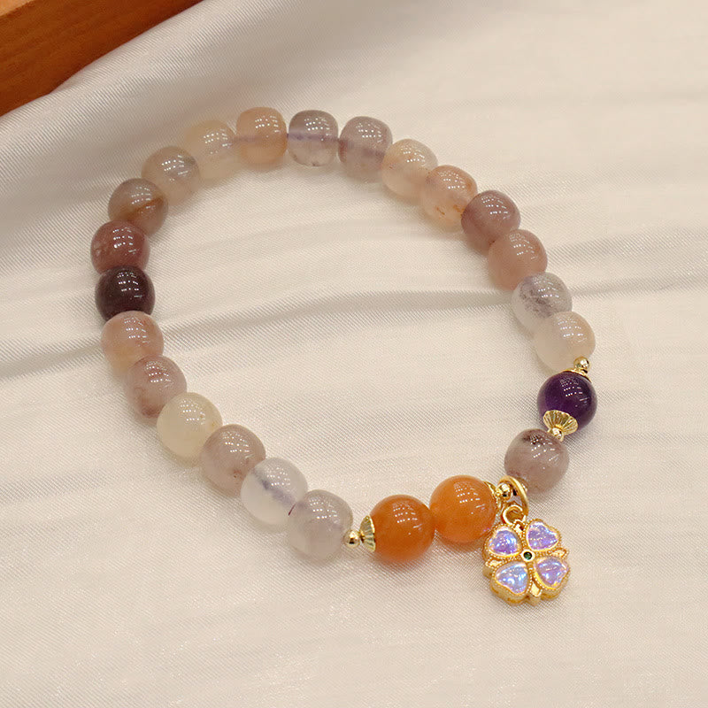 Buddha Stones Natural Purple Golden Silk Jade Violet Flower Bead Charm Wealth Bracelet Bracelet BS 3