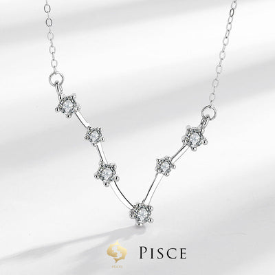 Collar Foviel de plata de ley 925 con las 12 constelaciones del zodiaco