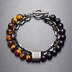 Buddha Stones Natural Tiger Eye Lazurite Lapis Lazuli Protection Bracelet - Tiger's eye - image 0
