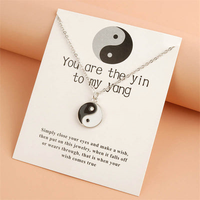 Buddha Stones 2Pcs Yin Yang Harmony Balance Necklace Pendant Necklaces & Pendants BS YIN YANG SYMBOL (Balance ♥ Harmony)