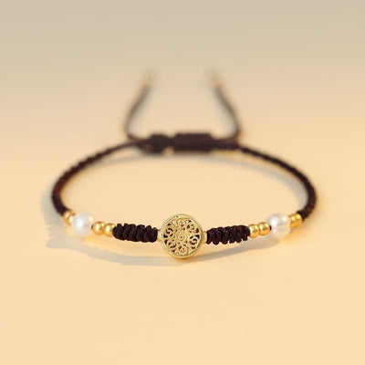 Buddha Stones Copper Coin Fortune Tree Luck Strength Braided Bracelet Bracelet BS Fortune Tree Brown(Wrist Circumference 14-18cm)