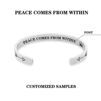 Buddha Stones Inspirational Bracelets Personalized Gift for Her Him Engraved Mantra Cuff Bangle Crown Jewelry - image 8