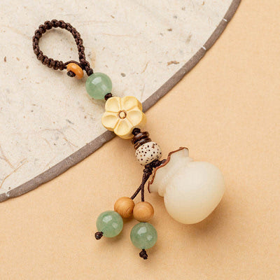 Buddha Stones Natural Bodhi Seed Money Bag Flower Blessing Prosperity Keychain Key Chain BS 5