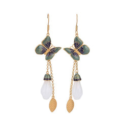 Buddha Stones FengShui White Jade Fortune Earrings Earrings BS White Jade