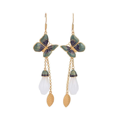 Buddha Stones FengShui White Jade Fortune Earrings Earrings BS White Jade