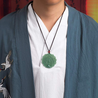 Buddha Stones Natural Jade Peacock Luck Prosperity Necklace Pendant Necklaces & Pendants BS 3