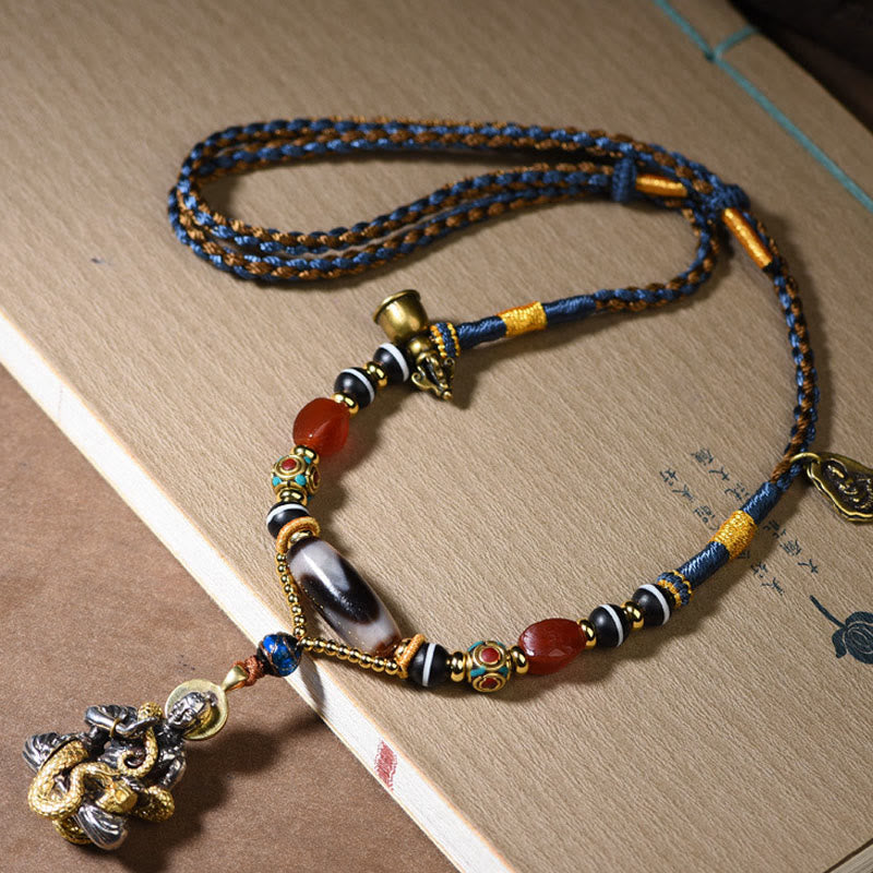 Buddha Stones Handmade Buddha Snake Skull Head Dzi Bead Serenity Rope Necklace Pendant (Extra 35% Off | USE CODE: FS35) - image 5
