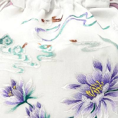 Buddha Stones Suzhou Embroidery Rabbit Lotus Epiphyllum Peony Magnolia Silk Tote Crossbody Bag Shoulder Bag Handbag Crossbody Bag BS 36