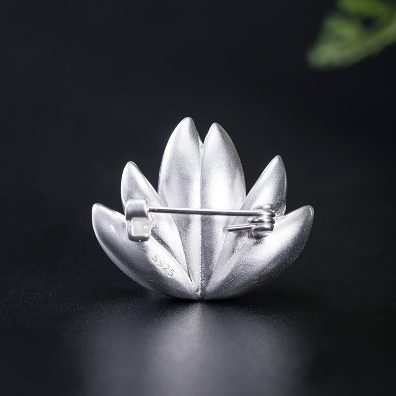 Buddha Stones 925 Sterling Silver Lotus Flower Pearl New Beginning Brooch Brooch BS 3