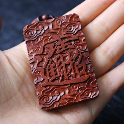 Buddha Stones Natural Lightning Struck Jujube Wood PiXiu Copper Coin Good Fortune Necklace Pendant 12
