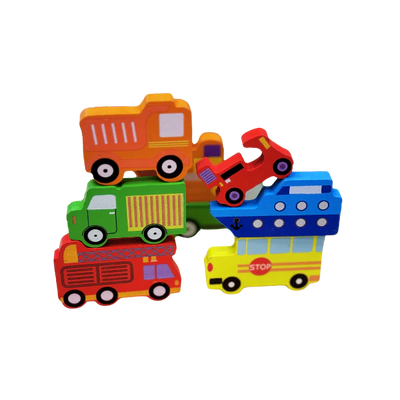 Fidtoy Tangram Cars and Vehicles Wooden Montessori Puzzle Toy for Kids