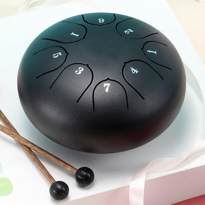 Buddha Stones Steel Tongue Drum Sound Healing Meditation Yoga Drum Kit Drum Kit BS Black