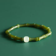 Bracelet Foviel en jade à motif bambou vert, chance et abondance