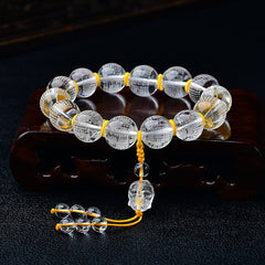 Buddha Stones Tibet White Crystal Half Demon Half Buddha Heart Sutra Lotus Healing Bracelet Bracelet BS 16mm(Wrist Circumference 14-16cm) Half Demon Half Buddha&Heart Sutra