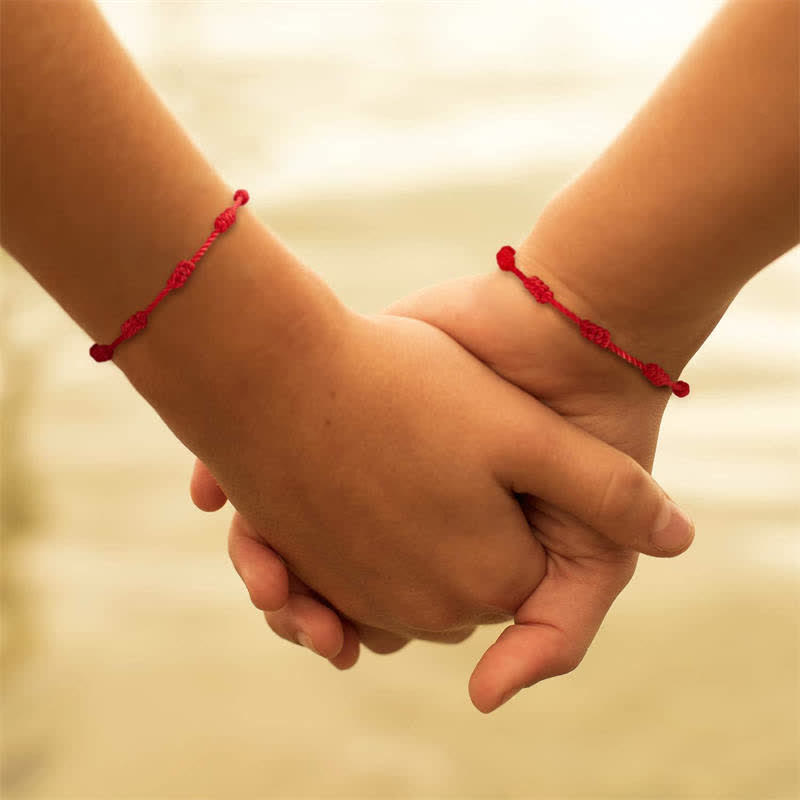 Buddha Stones 4Pcs Evil Eye Seven Knot Red String Protection Bracelet Bracelet BS 4