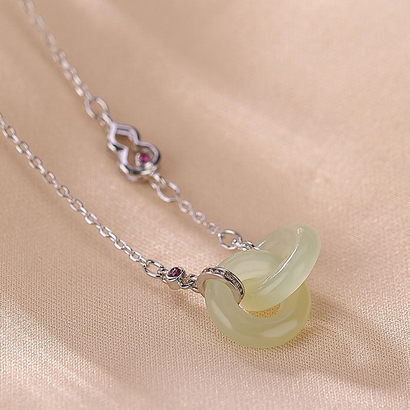 Buddha Stones 925 Sterling Silver Round Jade Luck Prosperity Necklace Chain Pendant Necklaces & Pendants BS 9