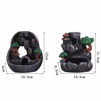 Buddha Stones Mountain Bridges Pattern Meditation Resin Backflow Incense Burner Incense Burner BS 18