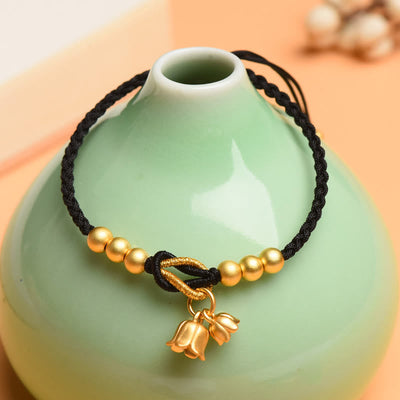 Buddha Stones Handcrafted Lily Of The Valley Flower Charm Design Luck Protection Braided Bracelet Bracelet BS 7