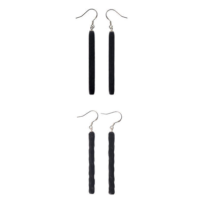 Buddha Stones 925 Sterling Silver Ebony Wood Texture Balance Peace Drop Dangle Earrings Earrings BS 12
