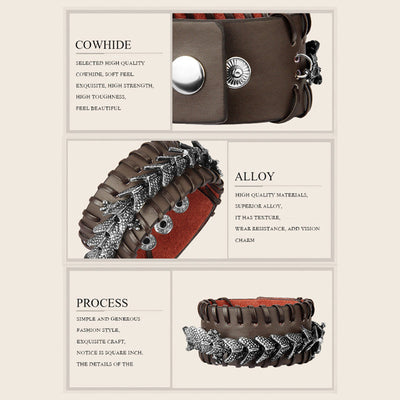 Buddha Stones Dragon Leather Protection Weave Bracelet Bracelet BS 6