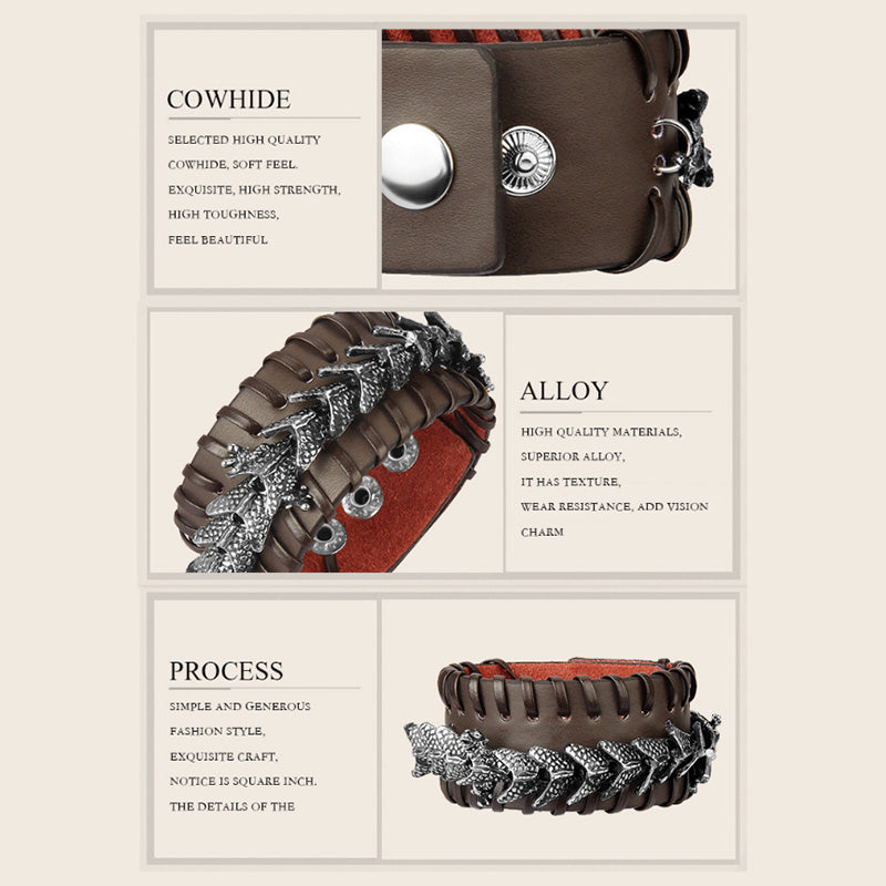 Buddha Stones Dragon Leather Protection Weave Bracelet Bracelet BS 6