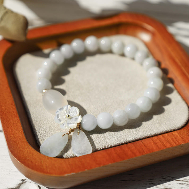 Buddha Stones Natural White Jade Luck Bracelet Bracelet BS 2