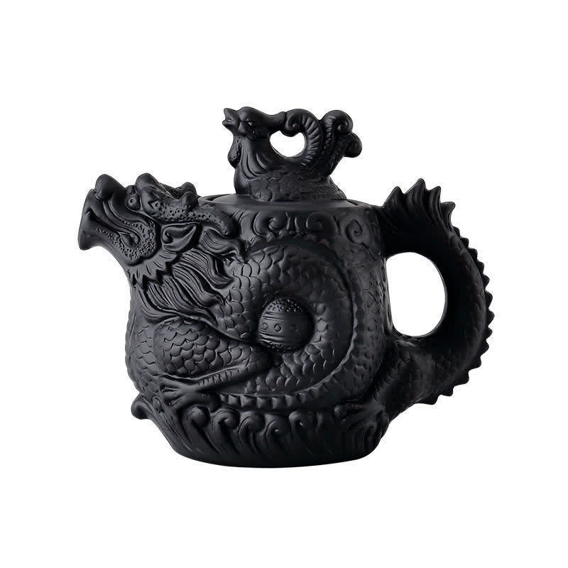 Buddha Stones Vintage Dragon Phoenix Ceramic Teapot Teapot BS 6
