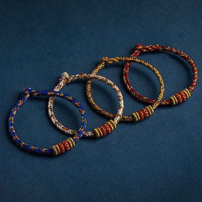 Buddha Stones Tibet Handmade Chinese Zodiac Luck Strength Braided String Bracelet - image 1