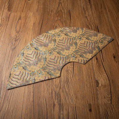 Buddha Stones Vintage Sea Wave Bamboo Plum Blossom Embroidered Cup Mat Pad Tea Cup Coaster Kung Fu Tea Mat Tea Mat BS Brown Sea Wave Tea Mat 58*25cm